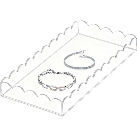 Plateaux Acryliques pour Présentation Organisateur De Stockage Et D'Affichage Festonné,Plateau Fourre-Tout en Acrylique,pour Plan De Travail Bureau Armoire Étagère Buffet Cuisine Salon (1/5)