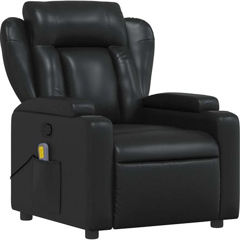 Poltrona relax TV funzione massaggio reclinabile 6 punti massaggio in PVC nero DEC027029