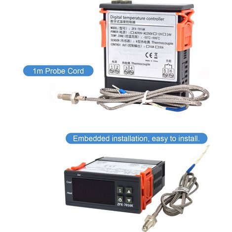 Contrôleur de température numérique ZFX-7016K 30A, thermostat intelligent de haute précision pour congélateur, réfrigérateur et écloserie (1/5)