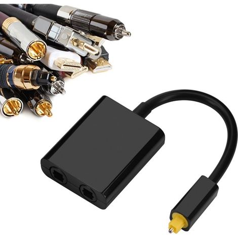 Répartiteur audio numérique optique Toslink 1 en 2 – Connecteurs en or 24 carats – Fibre synthétique à faible gigue – 10 cm (1/5)