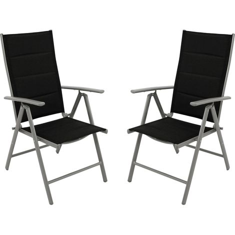 Klappsessel ALMERIA, Aluminium silbergrau + Kunstgewebe gepolstert schwarz, 2 Stück (1/5)