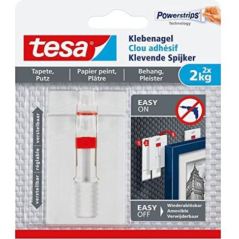 Tesa Gancho Adhesivo Ajustable Rojo y Blanco