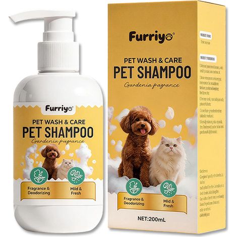 FURRIYO Pet Shampoo eignet sich sowohl für Katzen als auch für Hunde und bietet ein sauberes, erfrischendes, geruchsfreies und sanftes Pflegeprodukt. (1/5)