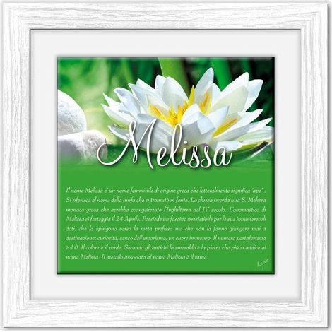 Lupia - Quadro mattonella Ceramica Modern White 29x29 cm con significato del nome Melissa (1/4)