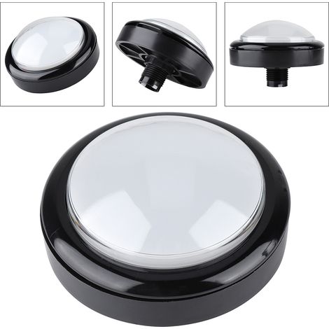 Bouton lumineux LED 100 mm, gros bouton rond pour jeux vidéo d'arcade (blanc)