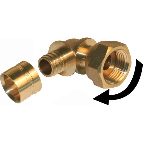 90° Winkelverschraubung mit Messing-Schlauch F 15 x 21 für Rohr in pro QUICK PLOMBERIE