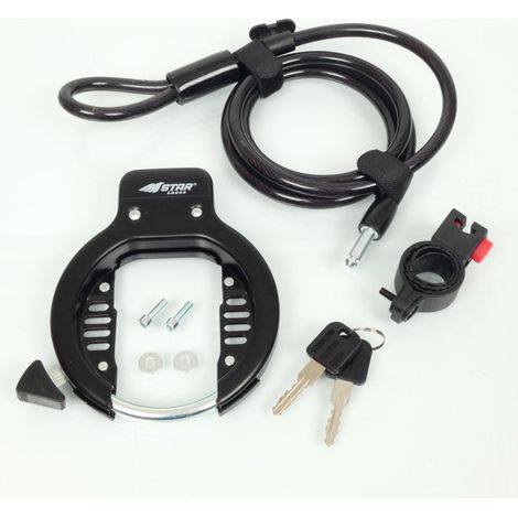 Antivol bloque roue arrière vélo + câble antivol Star Locks pour