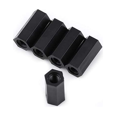 100Pcs M3 Filetage Femelle Nylon Hex Entretoise Pilier Noir Colonne d'Isolation Double en Nylon (M310) (1/5)