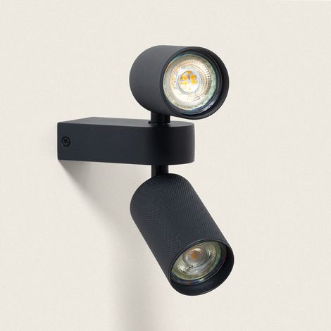 Aplique de Pared Aluminio Aritz 2 Focos Negro