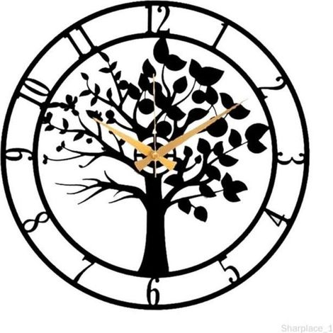 Horloge murale - Décoration intérieure - Métal - Diamètre 25,5 cm - Design moderne - Silencieuse (1/4)