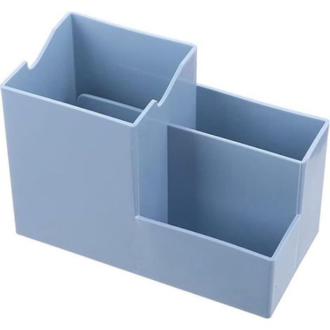 1 paquet de boîte à cosmétiques, porte-crayon en plastique/stylo de maquillage/pinceau, finition de coiffeuse (bleu) (1/5)