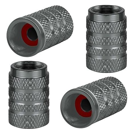 Tire Valve Caps Aluminum Tire Valve Caps for Car Tyres Universal Valve Caps with Seal for Motorcycle Truck Bicycle Electric Scooter SUV Stroller Grey (1/5)