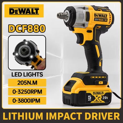 DEWALT DCF880 Clé à chocs sans fil 18V XR 1/2 pouce, couple 203Nm, kit batterie + chargeur, démontage roue et châssis automobile (1/5)