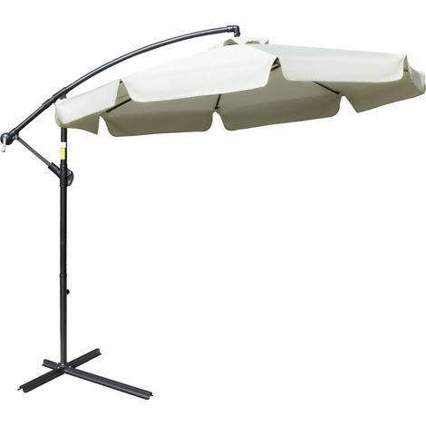 Ombrellone da Giardino Decentrato Ø265x265 cm in Metallo e Poliestere Beige (1/5)