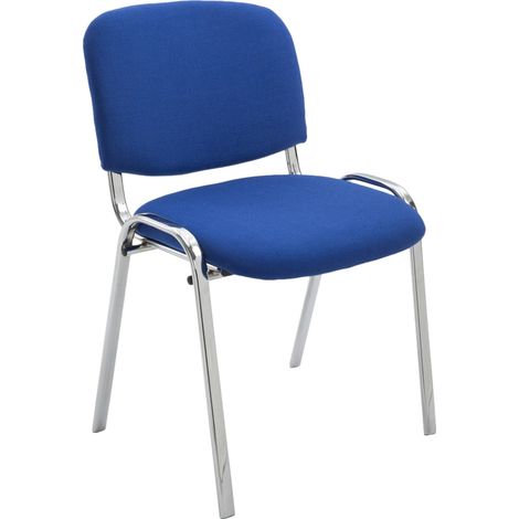 Silla de visitas apilable para zona de espera tela azul base de 4 patas de metal cromado 100008290