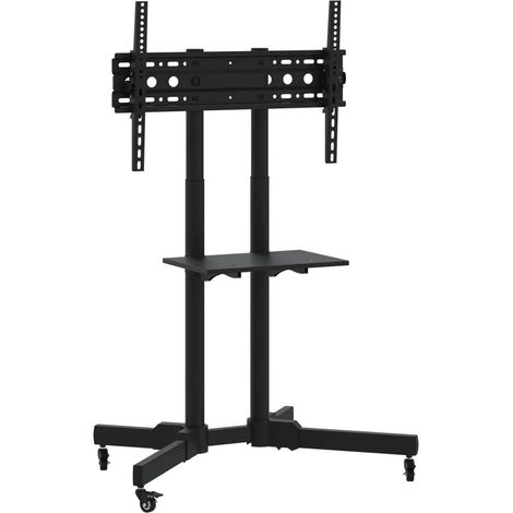 Meuble TV sur roulettes pour écran 32-70 pouces réglable hauteur 78 x 56 x 159 cm fonction inclinaison style moderne en acier noir