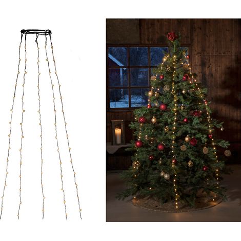 Hängende LED Christbaum Lichterkette 180 bernsteinfarbene LED´s  - "Baummantel" (1/5)