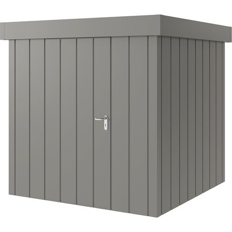 Hörmann Metall-Gerätehaus "Juno" mit Flachdach, JFD5 - Modern, 214 x 214 cm (B x T), graualuminium, 1-flüglige Tür, Anschlag links (1/5)