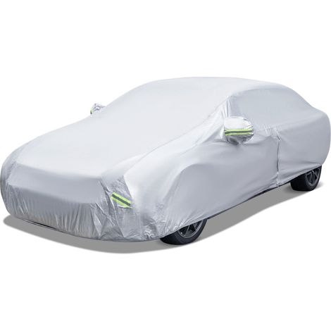 Funda impermeable para coche para berlinas de hasta 431 cm con puerta con cremallera y tiras reflectantes de aluminio plateado 200012177