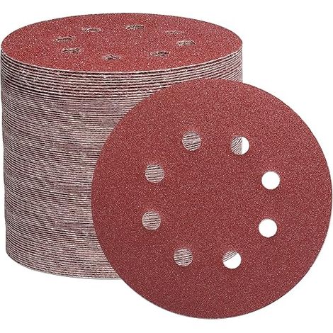 105 discos de lija de 125 mm, discos de lija de 8 agujeros, ideales para lijar/pulir con lijadoras orbitales aleatorias (grano 40/60/80/150/240/320/600).