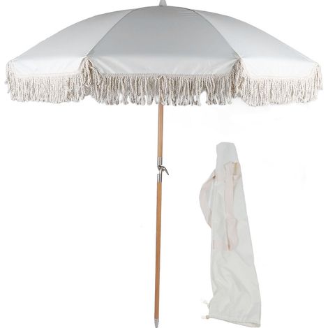 Parasol, parasol de plage extérieur, parasol de jardin chinois, parasol de cour à colonne centrale extérieure, blanc cassé (1/5)