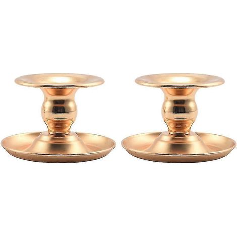 Set aus 2 goldenen Metallkerzenständern, trendige Kandelaber für Hochzeiten, elegante Tischkerzenständer. (1/5)