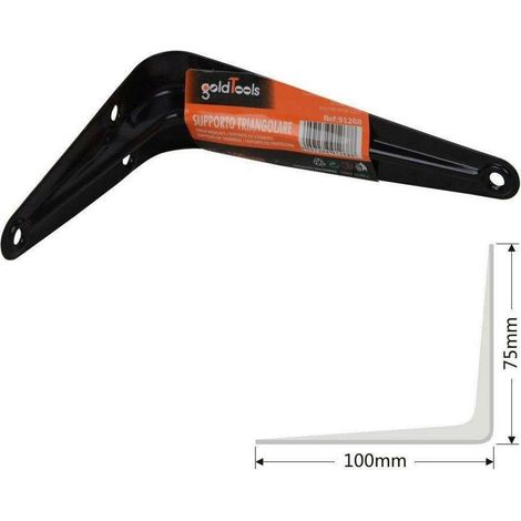 TrAdE Shop Traesio - Staffe Angolari 2pz Supporto Staffa Reggimensole Angolo Retto 90° Nero 75x100mm -