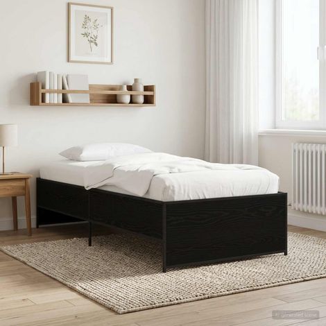 Cadre de lit 80 x 200 cm en bois d’ingénierie chêne noir avec lattes fixes - PANGIVO (1/5)