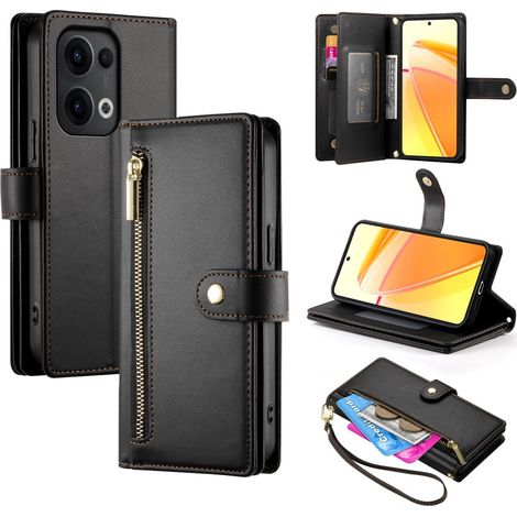Klapphülle für Oppo Reno 13 5G, mit Reißverschlussfach, Schwarz (1/5)