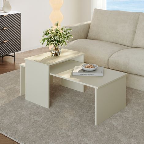 Conjunto de 2 mesas auxiliares Sotapim - Color de arena [en.casa]