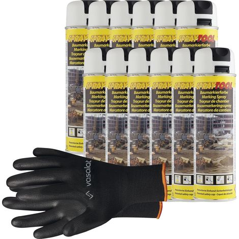 vasalat Markierungsspray Set - Markierspray Neon weiß für schnelle und saubere Markierungen, 12 Stück (1/4)