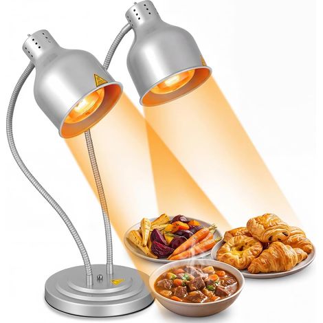 Lampe Chauffante Double pour Cuisine, pour Cuisine Buffet  Chauffe-Plats avec 2 Ampoules de 250 W, Avec Tuyau Extensible Jusqu'à 70 cm, pour Cuisine Buffet, Restaurant Et HôTel (1/5)