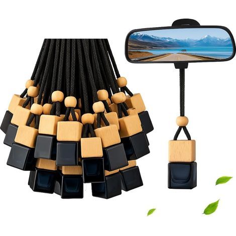 Set of 30 black glass fragrance diffusers with wooden stoppers, 8 ml, for car and home (1/5)