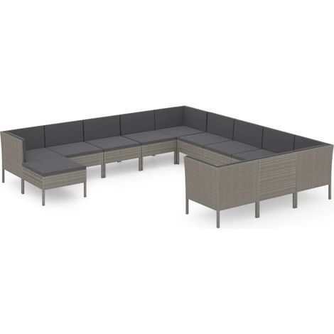 Maison Exclusive - 12-tlg. Garten-Lounge-Set mit Auflagen Poly Ra