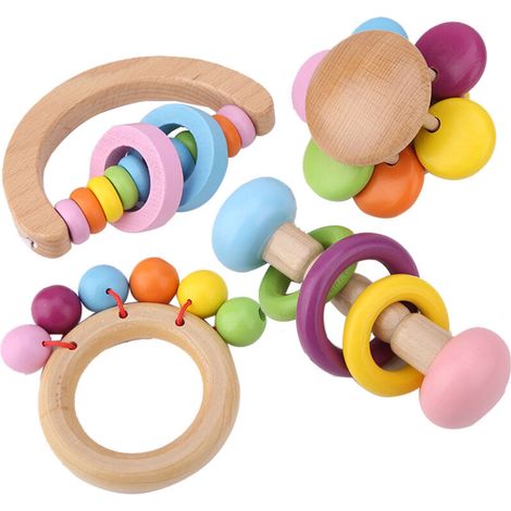 4 pièces perroquet jouet oiseau jouets à mcher suspendus en bois jouet perroquet jouant ensemble de jouets (1/5)