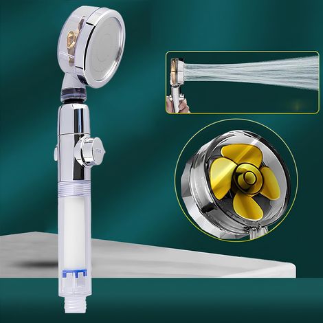 Cabezal de ducha con turbina de 360° y filtro, cabezal de ducha de alta presión con rotación y filtro purificador de agua. (1/5)