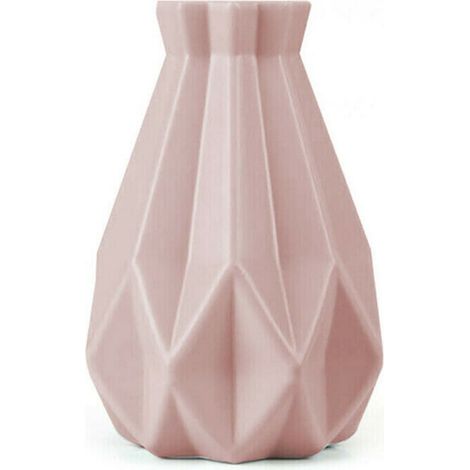 Vase En Plastique - Imitation Céramique Blanc Lait - Décoration Bureau Salon Chambre - Forme Origami Géométrique - 1 Pièce (1/2)