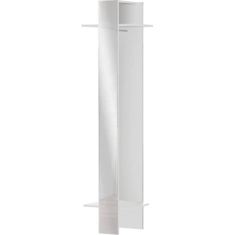 Dmora - Mobile da ingresso Violantino, Armadietto multifunzione, Appendiabiti da parete con specchio, 50x35h190 cm, Bianco, con imballo rinforzato (1/5)