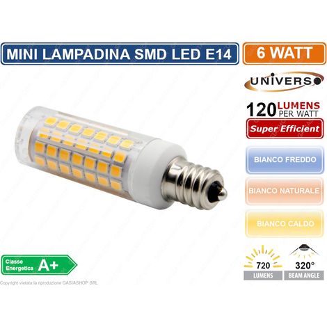 Lampadina Faretto LED SMD 6W 72w Attacco E14 Luce Fredda 6500k E14-13F (1/2)