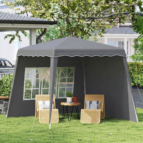 Gris 2,89x2,89 m - Tente pliante escamotable Pavillon de jardin kiosque doté de parois latérales Hauteur réglable UV50+ Protection