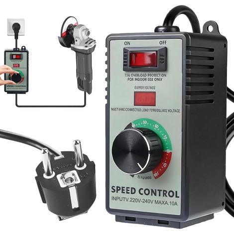 Applicable Régulateur de vitesse 240 V : AC 240 V 10 A Régulateur de tension avec protection contre les surcharges Puissance de crête 4000 W Régulateur de vitesse en continu pour meuleuse d'angle (1/5)