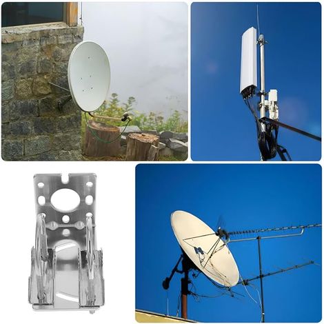 Outdoor TV Antenna Brackets L-Shaped Aluminium Alloy Pole Pole Mount Kit with Oval Holes for Television Signal Reception and Satellite Dish (1/4)