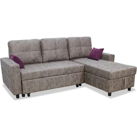 Sofá Chaiselongue cama Fan tapizado gris, 222cm(ancho) 155cm(fondo) 95cm(altura). (1/3)