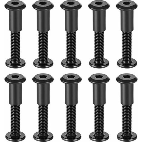 Lot de 10 vis de fixation pour trou de 8 mm de diamètre, mâle M6 x 35 mm, boucle de ceinture, boulons de fixation en cuir et acier carbone noir- (1/5)