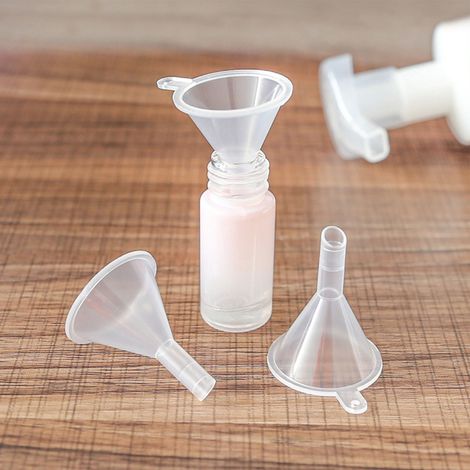 Mini entonnoir transparent à large ouverture, en plastique, multi-usages et compatible lave-vaisselle, idéal pour les flacons de laboratoire, les parfums et les épices en poudre. (1/5)