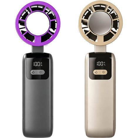 2PCS Mini Ventilateurs à Main Rechargeables, Ventilateurs de Voyage avec Fonction Glacée (1/5)