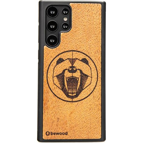 Custodia in legno per Samsung Galaxy S22 Ultra con orsetto Merbau (1/3)