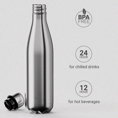 Edelstahl-Trinkflasche für Kinder, 500 ml, doppelwandig, vakuumisoliert, BPA-frei, wiederverwendbar, auslaufsicher. (1/5)