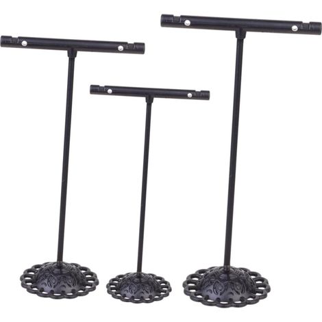 Présentoir à Bijoux Porte-boucles D'oreilles en Fer Noir Forme T, Lot de 3 Organisateurs pour Femmes, Support Exposant pour Boucles D'oreilles et Bracelets, Décor Rustique, Usage (1/5)