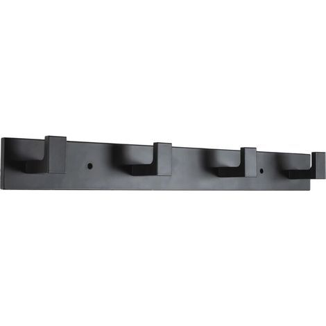 Porte manteau mural, 4 crochets muraux, porte manteau mural en acier inoxydable, porte manteau mural robuste avec crochets (noir brillant, 4 crochets) (1/5)
